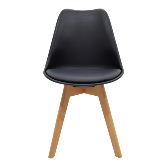 Τραπεζαρία Quana-Gaston pakoworld σετ 5τεμ γυάλινο 8χιλ διάφανο - πόδι μαύρο-μαυρη απόχρωση 120x70x75εκ