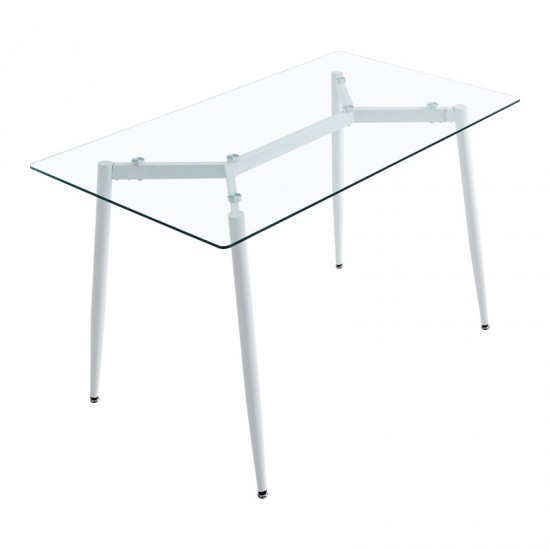 Τραπεζαρία Quana-Gaston pakoworld σετ 5τεμ γυάλινο 8χιλ διάφανο - πόδι μαύρο-μαυρη απόχρωση 120x70x75εκ