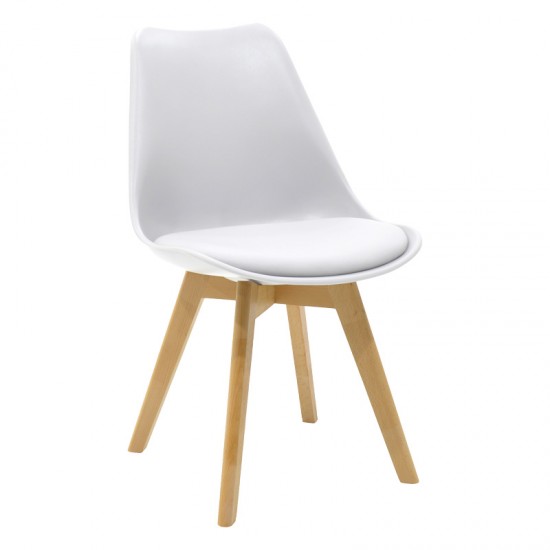 Τραπεζαρία Quana-Gaston pakoworld σετ 5τεμ γυάλινο 8χιλ διάφανο - λευκό 120x70x75εκ