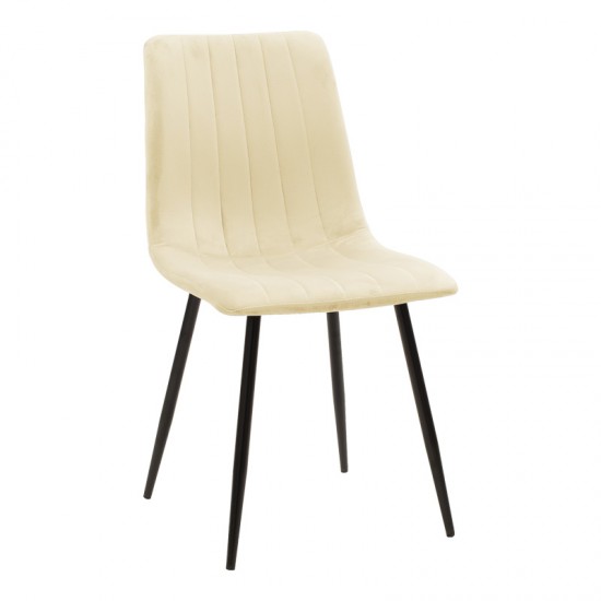 Τραπεζαρία Natali-Noor pakoworld σετ 5τεμ  MDF λευκό-μπεζ ύφασμα 120x80x76εκ