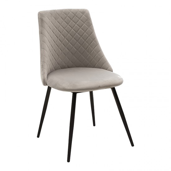 Τραπεζαρία Gustas-Giselle pakoworld σετ 5τεμ λευκό μαρμάρου sintered stone-βελούδο γκρι 120x60x75εκ