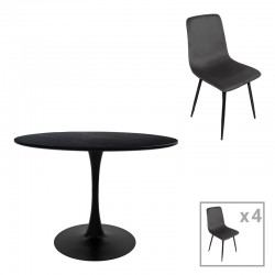 Τραπεζαρία Balou-Grato pakoworld σετ 5τεμ μαύρο Φ120x73εκ