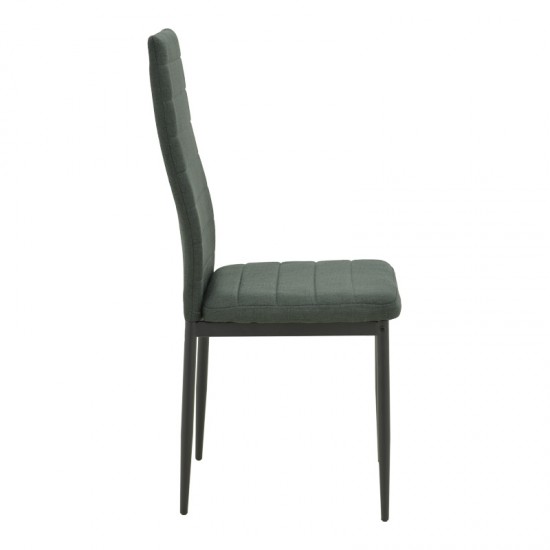 Τραπεζαρία Balou-Parker pakoworld σετ 5τεμ μαύρο-ύφασμα ανθρακί Φ120x73εκ