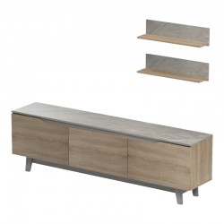 Σύνθετο σαλονιού Kasia pakoworld σε μπεζ μαρμάρου-sonoma απόχρωση 180x35x48.5εκ