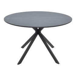 Τραπέζι Xuson pakoworld mdf σε ανθρακί απόχρωση με πόδι μαύρο μέταλλο Φ120x75εκ