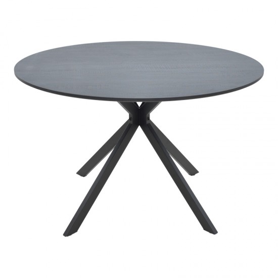 Τραπέζι Xuson pakoworld mdf σε ανθρακί απόχρωση με πόδι μαύρο μέταλλο Φ120x75εκ