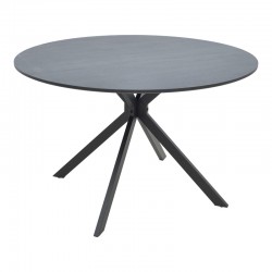 Τραπέζι Xuson pakoworld mdf σε ανθρακί απόχρωση με πόδι μαύρο μέταλλο Φ120x75εκ