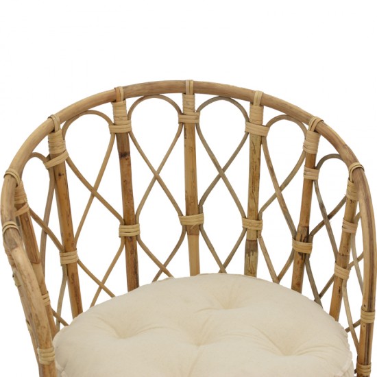 Πολυθρόνα Rostan Inart φυσικό rattan με μαξιλάρι 60x46x80εκ