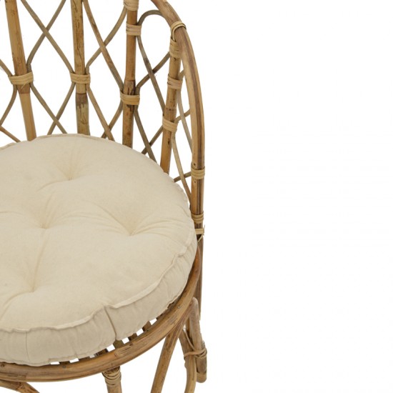 Πολυθρόνα Rostan Inart φυσικό rattan με μαξιλάρι 60x46x80εκ