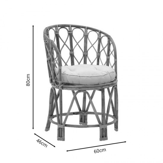 Πολυθρόνα Rostan Inart φυσικό rattan με μαξιλάρι 60x46x80εκ