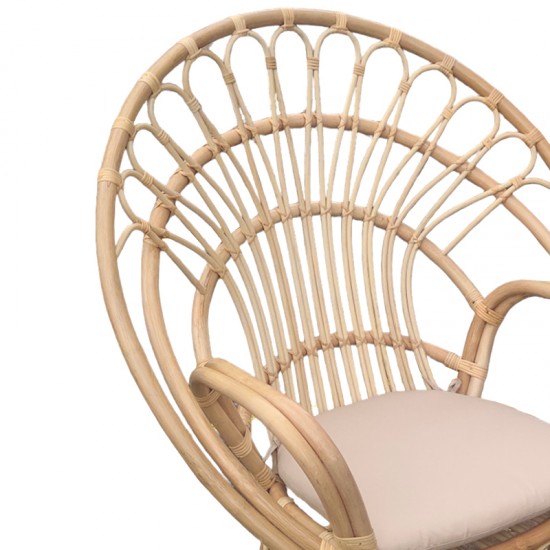 Πολυθρόνα Boloni Inart με μπεζ μαξιλάρι-φυσικό rattan 100x67x120εκ Πολυθρόνα Boloni Inart με μπεζ μαξιλάρι-φυσικό rattan 100x67x120εκ