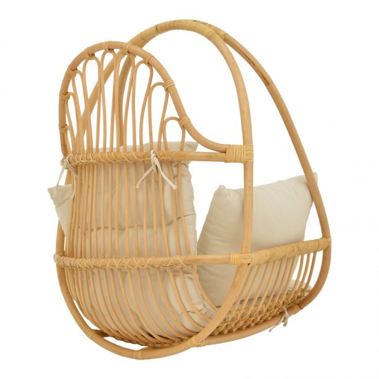 Κρεμαστή κούνια Jorg pakoworld φυσικό rattan-κρεμ μαξιλάρι 80x59x105εκ Κρεμαστή κούνια Jorg pakoworld φυσικό rattan-κρεμ μαξιλάρι 80x59x105εκ