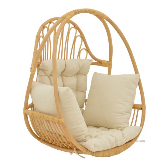 Κρεμαστή κούνια Jorg pakoworld φυσικό rattan-κρεμ μαξιλάρι 80x59x105εκ Κρεμαστή κούνια Jorg pakoworld φυσικό rattan-κρεμ μαξιλάρι 80x59x105εκ