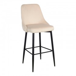 Σκαμπό μπαρ Zedna pakoworld μπεζ βελούδο με μαύρα μεταλλικά πόδια 52x57x111εκ