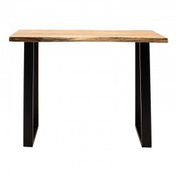 Τραπέζι μπαρ Miles pakoworld μασίφ ξύλο ακακίας 3.7-4εκ σε φυσική απόχρωση με μαύρα μεταλλικά πόδια 120x53x97εκ