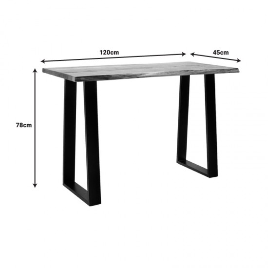 Τραπέζι Miles pakoworld μασίφ ξύλο ακακίας πάχους 3.7-4εκ σε φυσική απόχρωση με μαύρα μεταλλικά πόδια 120x45x78εκ