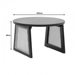 Τραπέζι Tamarind pakoworld ξύλο mango-φυσικό rattan σε μαύρη απόχρωση Φ65x40εκ