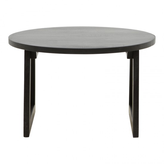 Τραπέζι Tamarind pakoworld ξύλο mango-φυσικό rattan σε μαύρη απόχρωση Φ65x40εκ