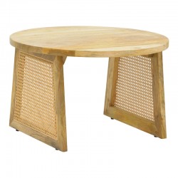 Τραπέζι Tamarind pakoworld ξύλο mango-φυσικό rattan σε φυσική απόχρωση Φ65x40εκ