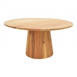 Τραπέζι σαλονιού Canicule ΙI pakoworld μασίφ ξύλο ακακίας σε φυσική απόχρωση Φ80x40εκ