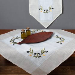 Τραπεζομάντηλο bg23a (160cm x 250cm) oval ivory με κίτρινη ελιά