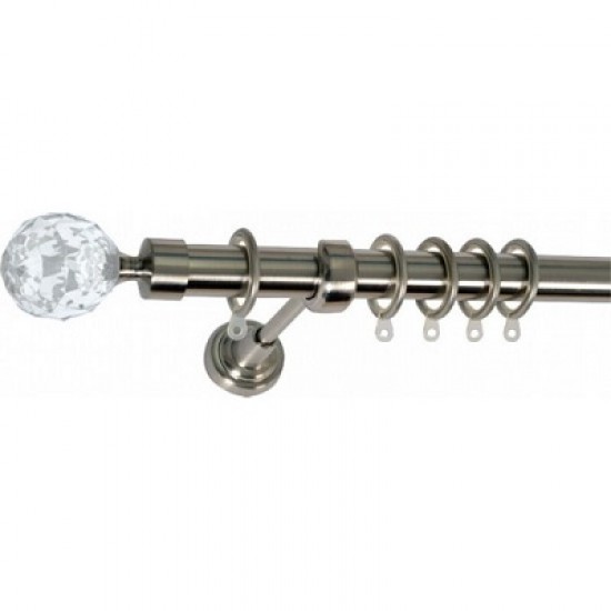 Import Hellas No9 Ball Κουρτινόξυλο Φ25 Επεκτεινόμενο 140-250εκ., Νίκελ Ματ