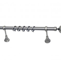 Best Design Μεταλλικό Κουρτινόξυλο No62 Μονό Φ25mm 160cm Νίκελ Ματ B062