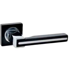 Best Πόμολο πόρτας 92L Brass Ζεύγος Ροζέτα Μαύρο-Χρώμιο 