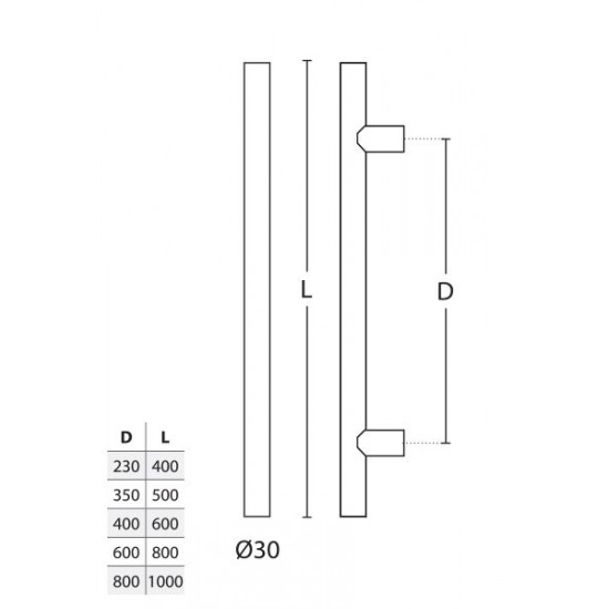 Convex Λαβή Εξώπορτας 1127 Μαύρο Ματ Ζεύγος  500mm