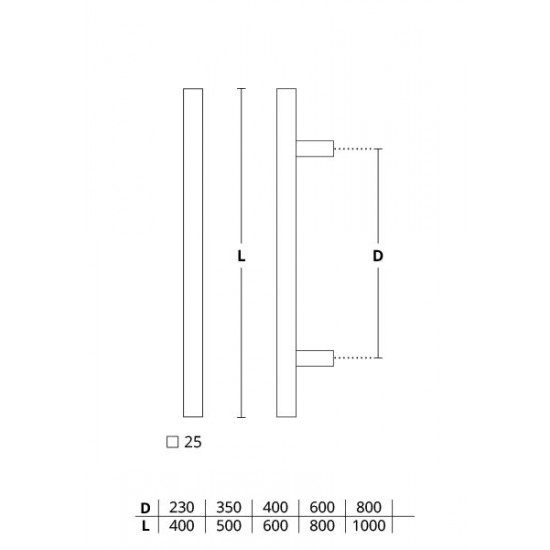 Convex Λαβή Εξώπορτας 1139 Μαύρο Ματ 600mm  (Τεμάχιο)