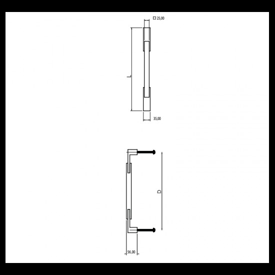 Convex Λαβή Εξώθυρας 1487 Νίκελ Ματ/Μαύρο 800mm (Ζεύγος)