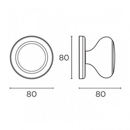 Convex Μπούλ εξώθυρας 707 σε Ματ Νίκελ/Χρώμιο Φ80mm