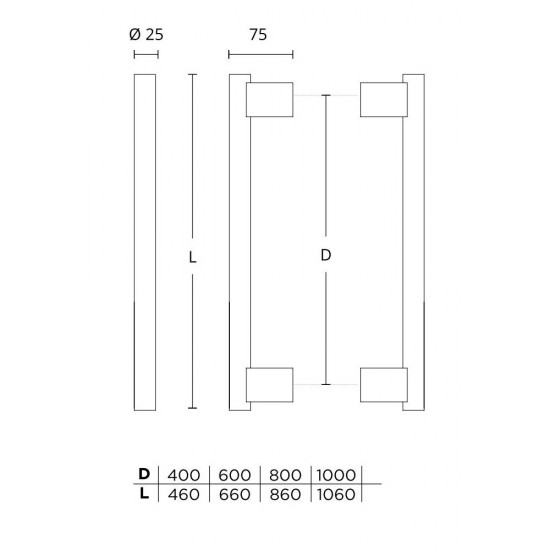 Convex Λαβή Εξώθυρας 1167 Μαύρο Ματ 1000mm (Ζέυγος)