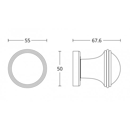 Convex Μπούλ εξώθυρας 275 σε Ματ Νίκελ/Χρώμιο Φ55mm