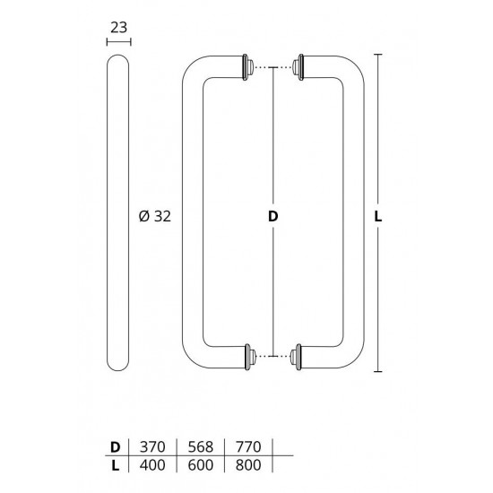 Convex Λαβή Εξώπορτας 923 Inox Ζεύγος 400mm