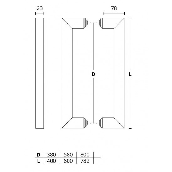 Convex Λαβή Εξώπορτας 927 Inox 600mm (Τεμάχιο)