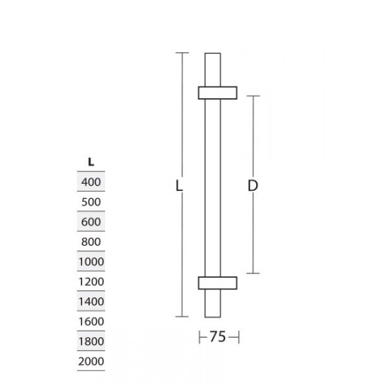 Convex Λαβή Εξώθυρας 1031SP Μαύρο Ματ 1400mm (Ζεύγος)