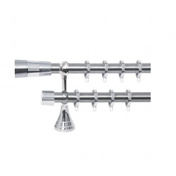 Import Hellas  Κουρτινόξυλο Διπλό Με Σιδηρόδρομο Φ25 Σειρά Α  Σταθερό 360εκ.,Νίκελ Ματ/Χρώμιο  No4