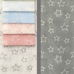 Living project 2-2411 Stars Light Grey - Έτοιμη κουρτίνα γάζα με τρέσσα 2.80X2.70εκ.