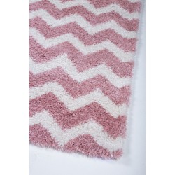Shaggy παιδικό χαλί Cocoon 8396/55 ροζ με ζικ ζακ ρίγες - 2,50x3,50 Colore Colori