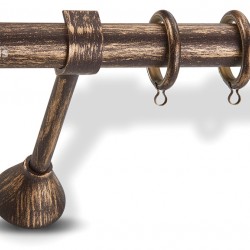 Domus Enis  Μεταλλικό Κουρτινόξυλο Φ25mm Ριγωτό Μονό 160cm Σκουριά-Μπρονζέ