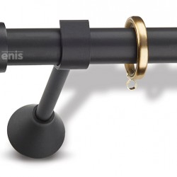 Domus Enis Μεταλλικό Κουρτινόξυλο  Φ25mm Δάφνη Μονό 160cm Μαύρο-Όρο