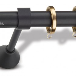 Domus Μεταλλικό Κουρτινόξυλο  Φ25mm Νίσυρος Μονό 160cm Μαύρο-Όρο