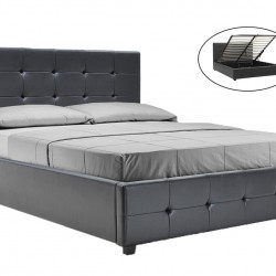 Κρεβάτι Roi pakoworld διπλό 160x200 PU μαύρο ματ + αποθηκευτικό χώρο