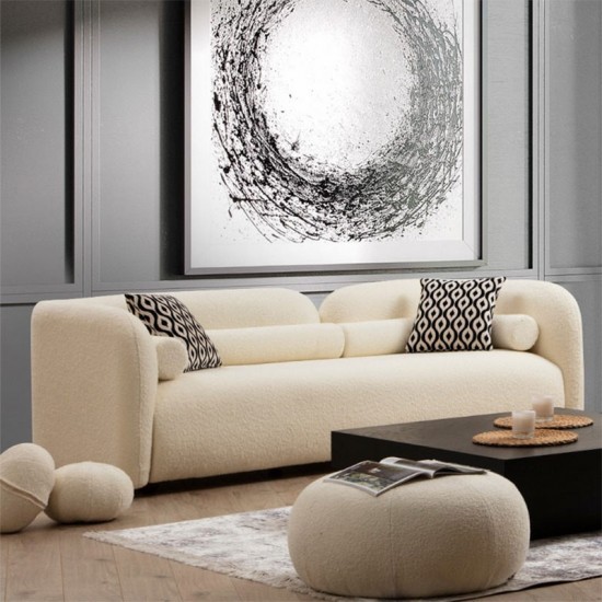 Καναπές 3θέσιος Tranquil pakoworld ύφασμα μπουκλέ κρεμ 228x90x74εκ Καναπές 3θέσιος Tranquil pakoworld ύφασμα μπουκλέ κρεμ 228x90x74εκ
