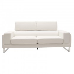 Καναπές Shea pakoworld 3θέσιος pu λευκό-inox 198x80x87εκ