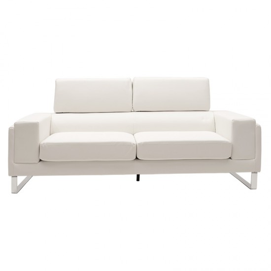 Καναπές Shea pakoworld 3θέσιος pu λευκό-inox 198x80x87εκ