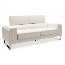 Καναπές Shea pakoworld 3θέσιος pu λευκό-inox 198x80x87εκ