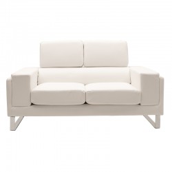Καναπές Shea pakoworld 2θέσιος pu λευκό-inox 158x80x87εκ