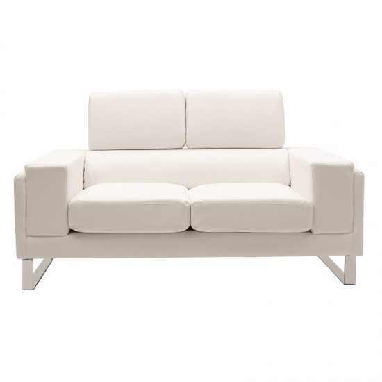 Καναπές Shea pakoworld 2θέσιος pu λευκό-inox 158x80x87εκ